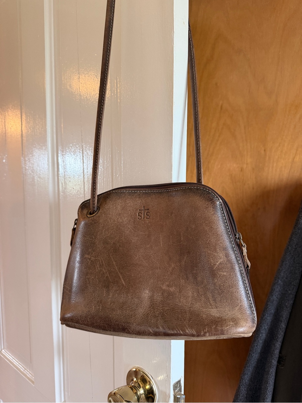STS Ranchwear Brown Leather Crossbody Satchel